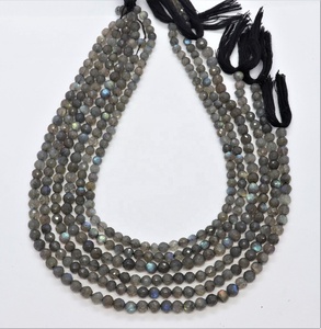 Perles de labradorite naturelle facettées, 5-6 mm, rondes, facettées, pour la création de bijoux, pierres précieuses artisanales en vrac, provenance Inde - Product Image 2