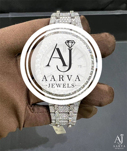 Iced Mechanical Stainless Steel Watch 28mm Silver Dial Sapphire Crystal 18mm <b>Bracelet</b> Analog Date Display Diver Jewelry Style - Product Image 1