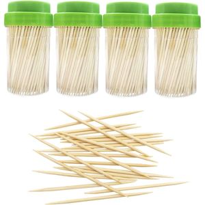 Stuzzicadenti in Legno di Bambù, 1000 Pezzi in 4 Flaconi da 250, a Doppia Punta, Robusti, con Dispenser - Product Image 1