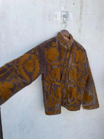 Veste en velours bohème Suzani, brodée à la main, réversible, style bomber, motif floral, vintage, colorée, ouzbèque, automne-hiver