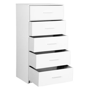 Comò bianco a 5 cassetti con ampi cassetti in tessuto - Product Image 6