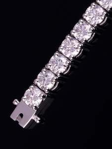 925 Sterling <b>Silver</b> Gold Plated Moissanite Tennis Necklace Round Brilliant Cut Link Chain Unisex Hip Hop Jewelry Gift - Product Image 4