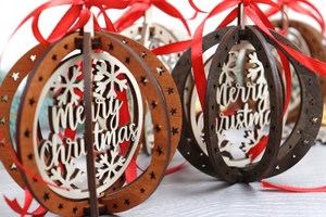Colección de Adornos Navideños de Madera, Ecológicos, Cortados con Láser, Impresión Personalizada, Decoraciones Modernas Colgantes para Árbol, Fiestas, Hogar - Product Image 4