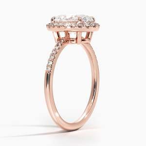 Bague de fiançailles Cambria Hiddan Halo en perle d'eau douce et moissanite, taille ovale, argent 925 plaqué or 14K, sertissage clos, GRA - Product Image 4