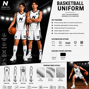 Conjunto de Uniforme de Baloncesto Blanco y Negro Personalizado, Jersey y Pantalones Cortos Sublimados OEM ODM, Fabricante de Ropa Deportiva de Equipo, Fabricante Pakistaní - Product Image 5