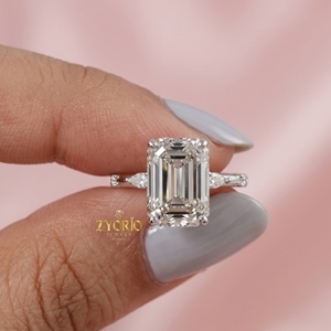 Bague de fiançailles solitaire taille émeraude en or 18 carats, bague de luxe émeraude et diamant, bijoux de mariée pour femme - Product Image 4