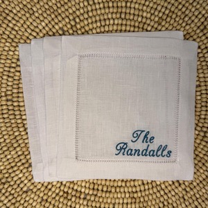 Posavasos Cuadrados de Lino 100% Personalizados con Monograma, Servilletas para Bebidas Bordadas con Dobladillo, Reutilizables, Estilo Japonés, para Fiestas de Cócteles - Product Image 2