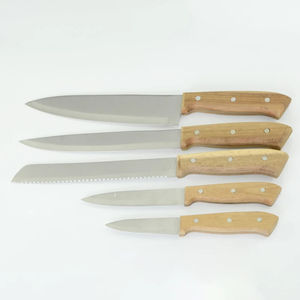 Juego de 5 Cuchillos de Cocina Profesionales de Acero Inoxidable con Mango de Madera para el Hogar - Product Image 4