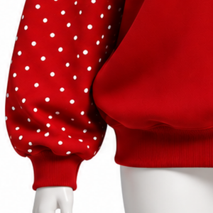 <b>Red</b> Oversized <b>Women</b> Mock Neck <b>Sweatshirt</b> Pearl Studded Sleeve Pullover Loose Fit Casual Streetwear Long Sleeve Winter Fashion - Product Image 5