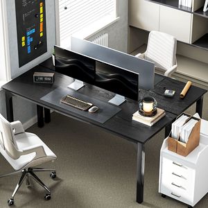 Scrivania Regolabile in Altezza 180 cm, Robusta con Piano Nero e Gambe in Metallo, per Ufficio Domestico, Computer e Laptop - Product Image 2