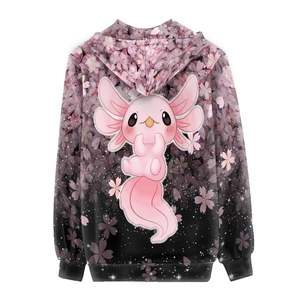 Sweat-shirt à capuche léger pour femme, broderie florale, manches longues, fermeture éclair, style streetwear, nouvelle mode - Product Image 3