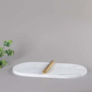 Juego de quemador de incienso Bakhoor redondo de mármol, quemador de Oud Mabkhara de latón, decoración árabe de lujo para el hogar, calidad de exportación - Product Image 3