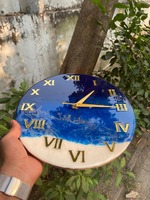 Horloge murale en résine époxy faite à la main, décoration murale pour la maison et le bureau, style moderne personnalisé fait main en provenance d'Inde