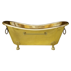 Baignoire à pattes en laiton poli de designer avec porte-serviettes et anneaux, fabriquée par un fournisseur indien pour adultes, pour salle de bain de luxe - Product Image 1