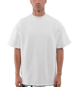 Vente en gros 2025 T-shirt lourd pour hommes Logo personnalisé surdimensionné noir 100% coton motif solide pour la conception d'impression bouffante - Product Image 5