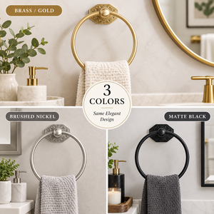 Accesorios de Baño de Lujo con Acabado Dorado, Soporte para Toallas Redondo de Latón Montado en la Pared para Uso en Hoteles y Hogares - Product Image 3