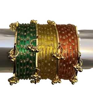 กำไลข้อมือเงินชุบมุกแบบแคชเมียร์ งานฝีมือระดับมืออาชีพ ดีไซน์ใหม่ล่าสุด ชุดกำไลชูรียัน สไตล์อินเดียสุดอินเทรนด์สำหรับงานแต่งงาน - Product Image 1