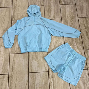 Conjunto Deportivo de Chaqueta Cortavientos de Nailon Estampado Personalizado de Alta Calidad para Hombre y Mujer, Reversible, al por Mayor - Product Image 6