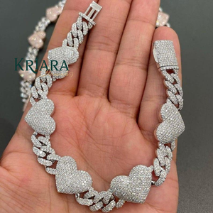 Collar con Colgante de Moissanita en Forma de Corazón, Chapado en Oro S925, Cadena Figaro, Lujoso, Unisex, para Uso Diario - Product Image 5