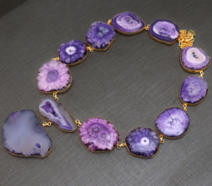 Natural Agate Gemstone <b>Necklace</b> – 18k Gold Plated Link <b>Necklace</b> – <b>Boho</b> Luxury Jewelry – Gift for Her - Product Image 2