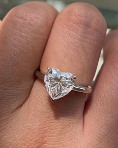 Heart Cut 2 CT Moissanite Diamond Ring 14K Solid Yellow Gold Knife Edge Band Dainty Solitaire Wedding Ring Fine Jewelry - Product Image 6