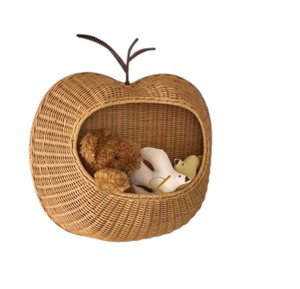 Scallop Rattan Wall Basket Handwoven <b>Wicker</b> Hanging Storage Pocket Cute Nursery Towel Mail Organizer Home Decor <b>Bin</b> - Product Image 3