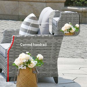 5-Piece Gray Cushioned Wicker Patio Fire Pit Sectional Seating Set with <b>Low</b> and Tall <b>Tables</b> - Product Image 5