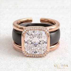 Bague Oura en Moissanite taille coussin avec halo, en argent sterling 925 massif, bijou de luxe scintillant pour un style élégant - Product Image 4