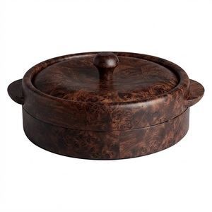 Exclusivo Calentador de Tortillas Moderno de Madera con Tapa de Acero Inoxidable, Contenedor para Pan, Soporte para Panqueques, Vajilla Ecológica, 20cm - Product Image 1