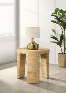 Luxury Braided Rope Side <b>Table</b> <b>With</b> Solid Wood Top For Hotel Villa Apartment And Resort Furniture - Product Image 2