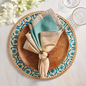 Hot Selling Natural Rattan Charger Plates With <b>Beads</b> Customize Sizes Variety of Colors Handmade Rattan <b>Placemat</b> for Table Decor - Product Image 1