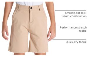 Boys Khaki School Uniform <b>Shorts</b> With Pockets Flat Front Stretch Kids Dress <b>Chino</b> <b>Short</b> Pants - Product Image 2