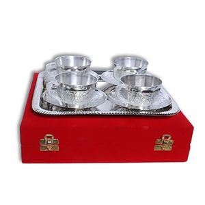 Caja de Regalo de Terciopelo de Lujo con Lámpara Diya de Loto Plateada y Campana de Mano, Recuerdo Corporativo, Regalos de Boda - Product Image 3