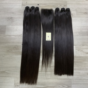 Os de cheveux vietnamiens crus cuticules droites paquets de cheveux alignés extensions de trame dentelle suisse 5x5 HD fermeture cheveux humains Vietnam - Product Image 3