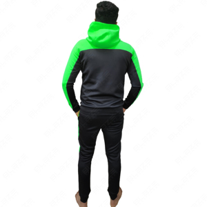 Chándal de terciopelo unisex de 2 piezas con cremallera completa para hombre con diseño de panel de contraste y aspecto deportivo conjunto de chándal de terciopelo elegante para hombre - Product Image 3