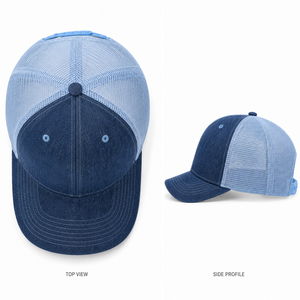 Denim Front Panel Perforated Mesh Back Low Profile Trucker <b>Cap</b> Custom Embroidered Logo Wholesale OEM Private Label For Outdoor - Product Image 4