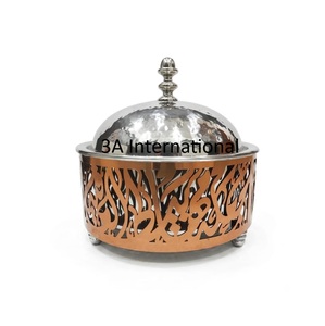 Stainless Steel Rounded <b>Food</b> Warmer Insulated Hot Pot For Hammered Design Serving Pot For Arabic Style Casseroles <b>Server</b> Pot - Product Image 2