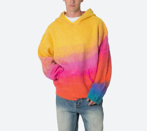 Sudadera con Capucha Oversize para Hombre, Tie-Dye, Color Degradado, Tejido de Felpa, Manga Regular, para Otoño - Product Image 1