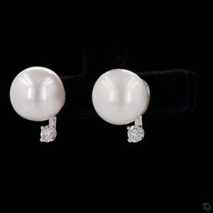 Boucles d'oreilles unisexes en perles, diamant naturel taille brillant couleur D, or massif 18 carats plaqué or rose, certifiées IGI, luxe classique pour mariage - Product Image 2