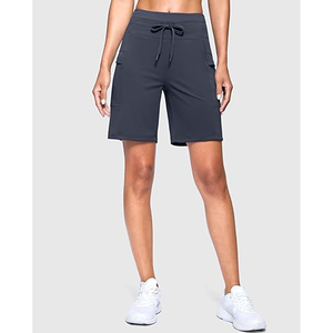Shorts de sport longs pour femmes, shorts bermudas taille haute avec poches, confortables et respirants pour le fitness et la salle de sport, OEM - Product Image 5