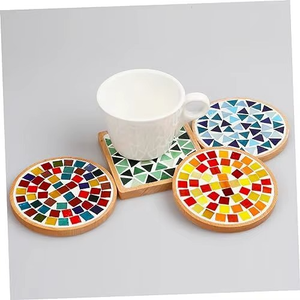 ชุดจานรองแก้วโมเสกทำมือ TCE คุณภาพพรีเมียม ของตกแต่งโต๊ะอาหาร ทนความร้อน สำหรับใช้ในบ้าน สำนักงาน ของขวัญ และขายส่ง - Product Image 2