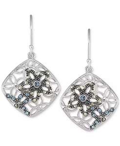Boucles d'oreilles en argent sterling avec filigrane marcassite et fleur de cristal | Macy's - Product Image 1