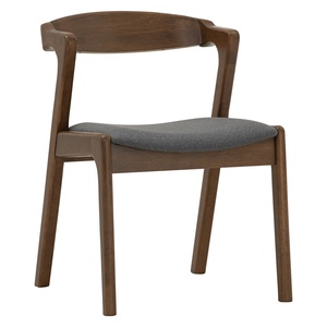 Luxury Mid Century Modern Dark Solid Malaysian Oak Dining <b>Chair</b> Curved Backrest for Hotel and <b>Small</b> Space Dining Room Use - Product Image 1