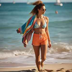 Stylish Summer Quick Swimwear Shorts <b>Elastic</b> Waist Soft Breathable Fabric Perfect Vacation Outfit Women Beach Short - Product Image 4