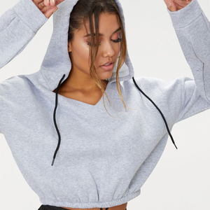 Hoodies courts pour femmes grandes tailles, très demandés pour l'hiver, avec broderie personnalisée sur le devant, motif uni, vêtements de haute qualité à séchage rapide - Product Image 4
