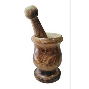 Mortero y Maja de Madera de Mango Ecológicos Hechos a Mano, Molinillo de Especias de Cocina, Herramientas para Hierbas y Especias - Product Image 4