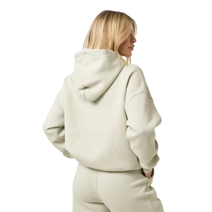 Ensemble de survêtement deux pièces pour femme avec logo personnalisé, sweat à capuche léger et pantalon en polaire chaude, tenue décontractée unie et tendance pour l'été - Product Image 5