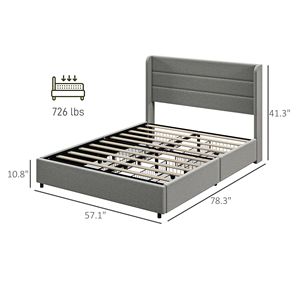 Struttura letto a piattaforma in rovere con cassetti contenitore, grigio chiaro, resistente e silenziosa - Product Image 3