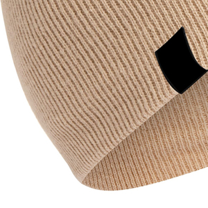 Premium Beige Knit Beanie <b>Hat</b> Custom Logo <b>Winter</b> Warm Soft Stretchable Unisex Casual Outdoor Headwear - Product Image 3