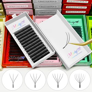 Medylash Matte Black Brown Clover Lash mở rộng C <span class=keywords><strong>D</strong></span> Curl V y hình <span class=keywords><strong>d</strong></span>ạng 3D 4D 5D 6D W YY 0.05 0.07 lông mi mở rộng - Product Image 1